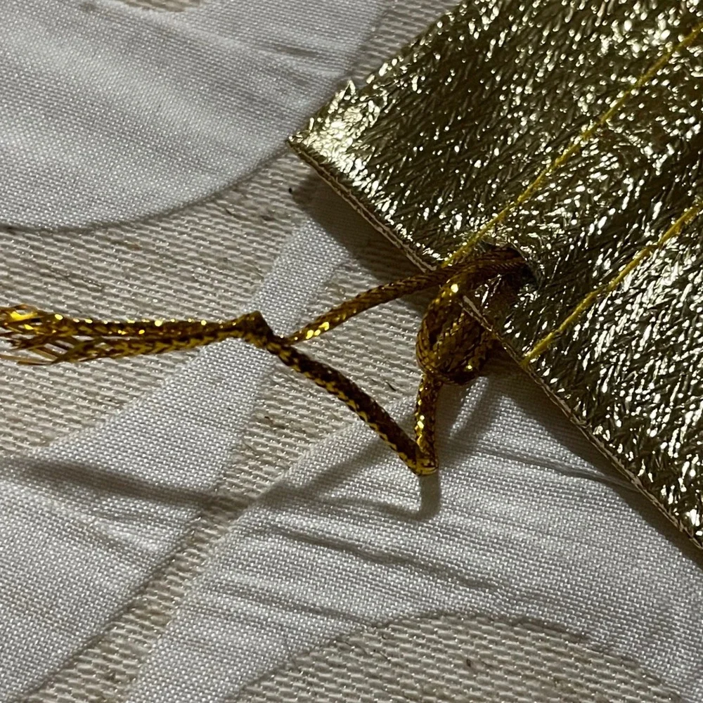 12 Pack Gold Metallic Drawstring Gift Bags 5x7 Jewelry Favor Pouches Shimmer
